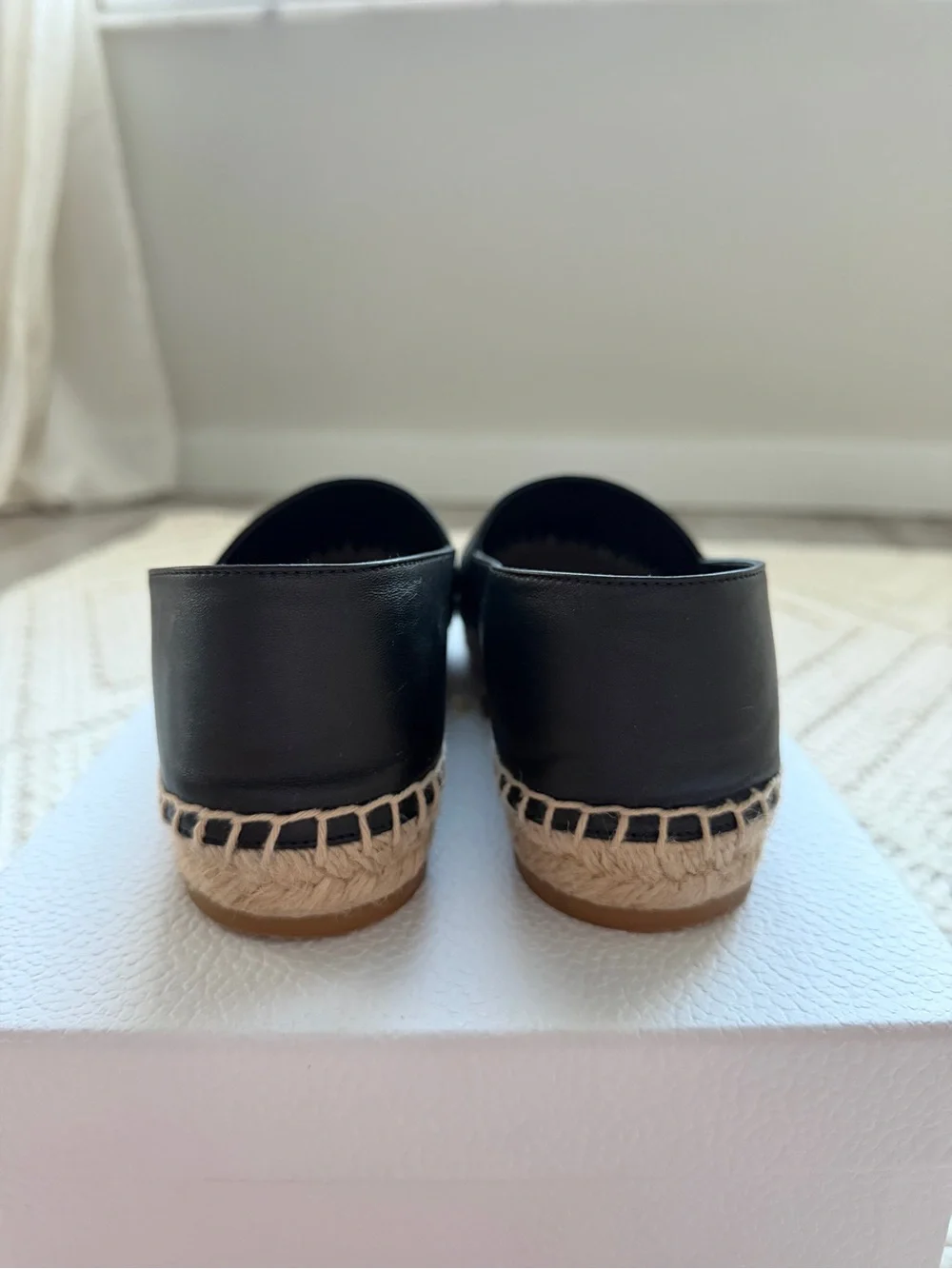 Dior Black Leather Espadrille Loafers with Natural Jute Trim